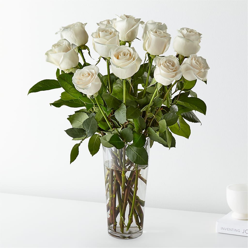Long Stem White Rose Bouquet – L & M FLOWER SHOP, Canonsburg PA