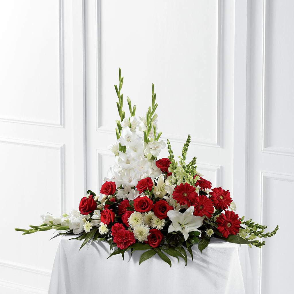 Crimson & White Arrangement – L & M FLOWER SHOP, Canonsburg PA