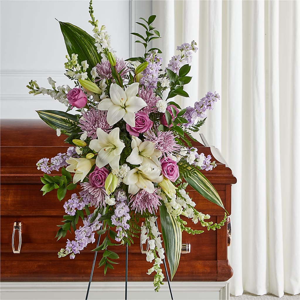 Grateful Hearts Standing Spray – L & M FLOWER SHOP, Canonsburg PA