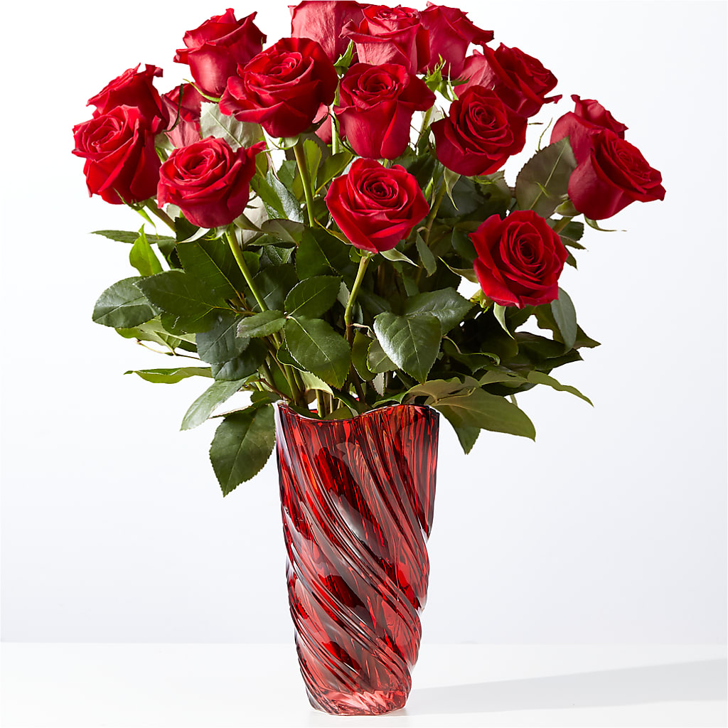 Classic Love Red Rose Bouquet with Luxe Swirl Vase – L & M FLOWER SHOP, Canonsburg PA