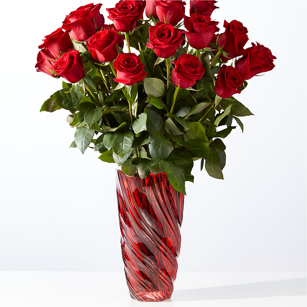 Classic Love Red Rose Bouquet with Luxe Swirl Vase – L & M FLOWER SHOP, Canonsburg PA