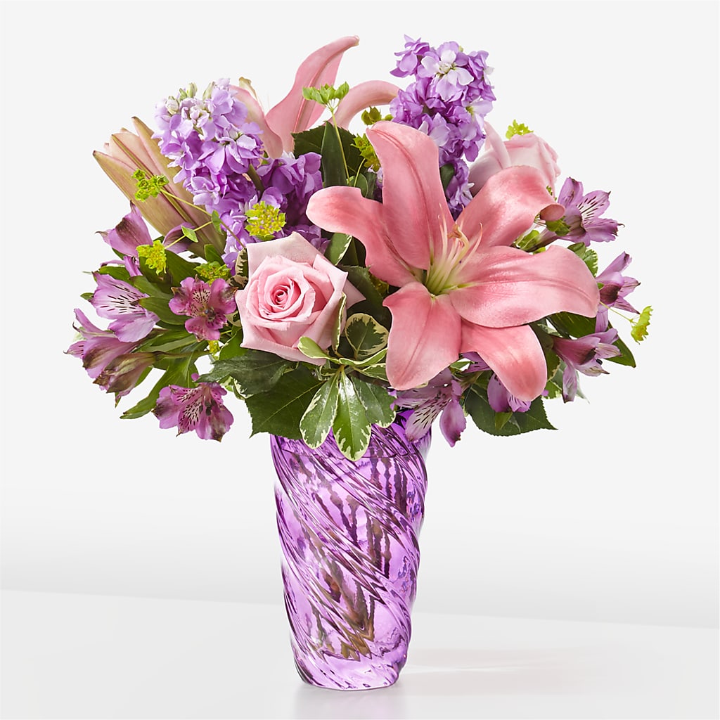 Precious Petals Bouquet with Luxe Swirl Vase – L & M FLOWER SHOP, Canonsburg PA
