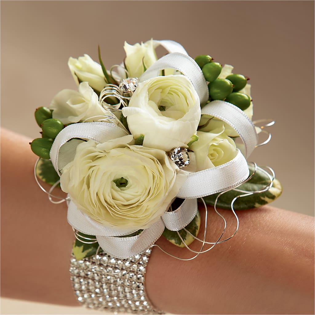 White Wedding Corsage – L & M FLOWER SHOP, Canonsburg PA