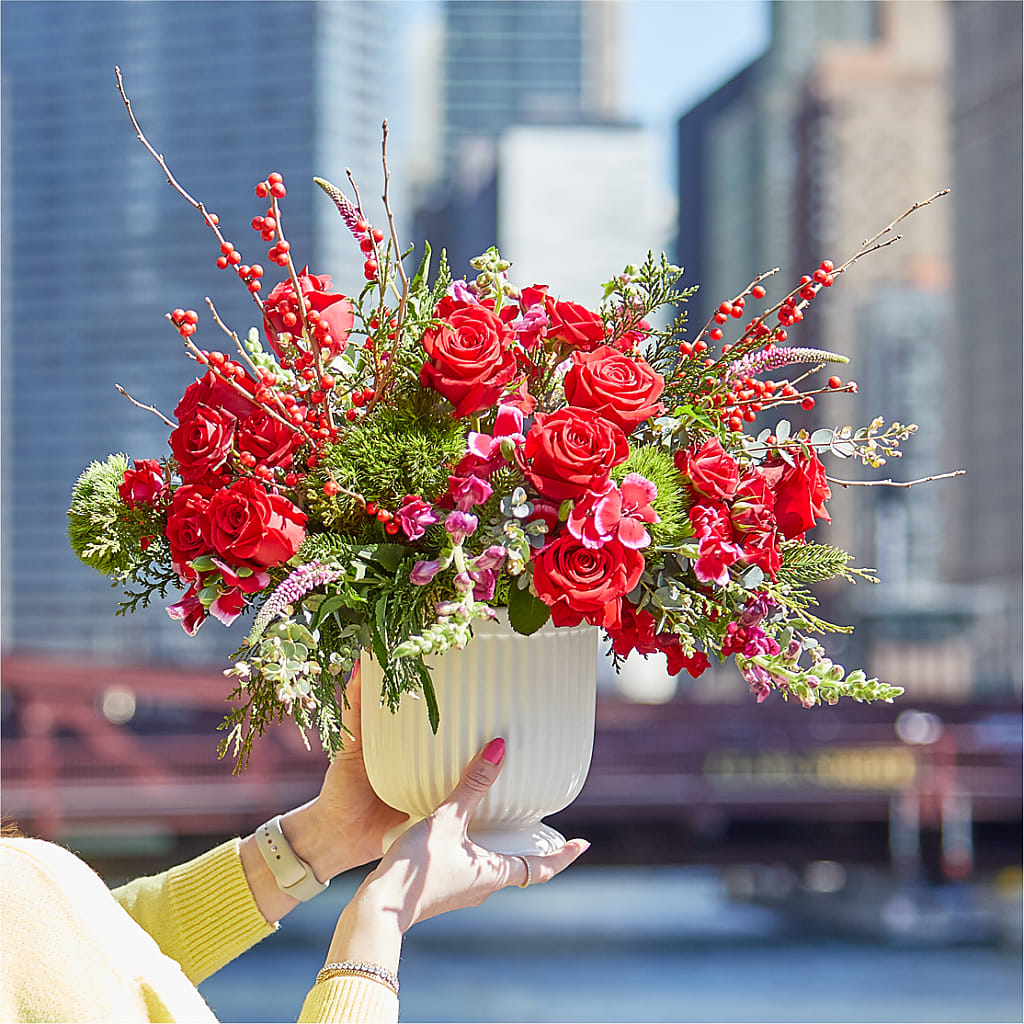 Big Red Bow Bouquet – L & M FLOWER SHOP, Canonsburg PA