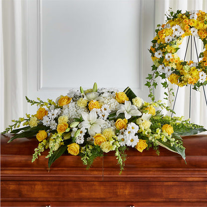 Golden Harmony Casket Spray – L & M FLOWER SHOP, Canonsburg PA