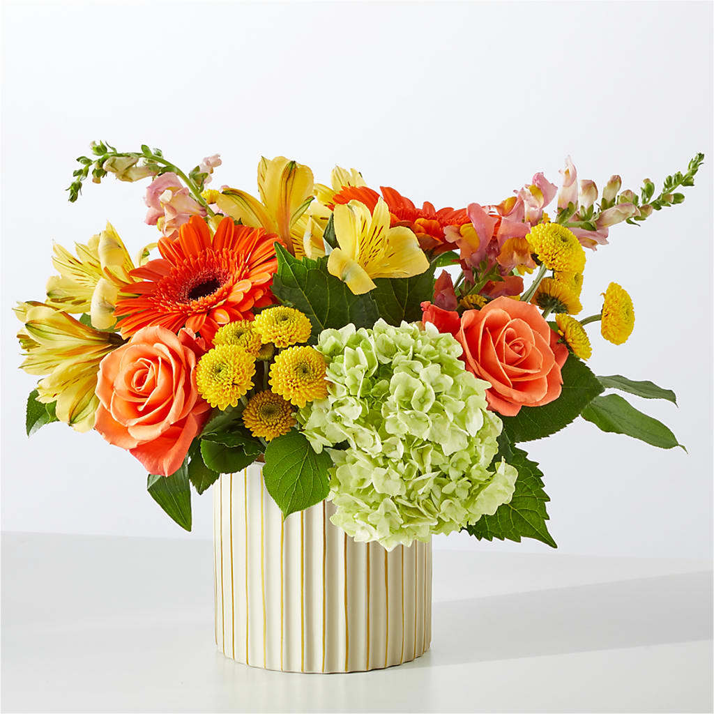 Autumn Sunshine Bouquet with Ivory Vase – L & M FLOWER SHOP, Canonsburg PA