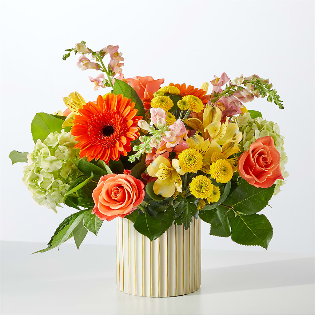 Autumn Sunshine Bouquet with Ivory Vase – L & M FLOWER SHOP, Canonsburg PA