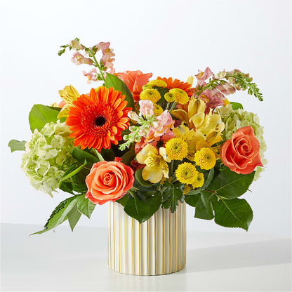 Autumn Sunshine Bouquet with Ivory Vase – L & M FLOWER SHOP, Canonsburg PA