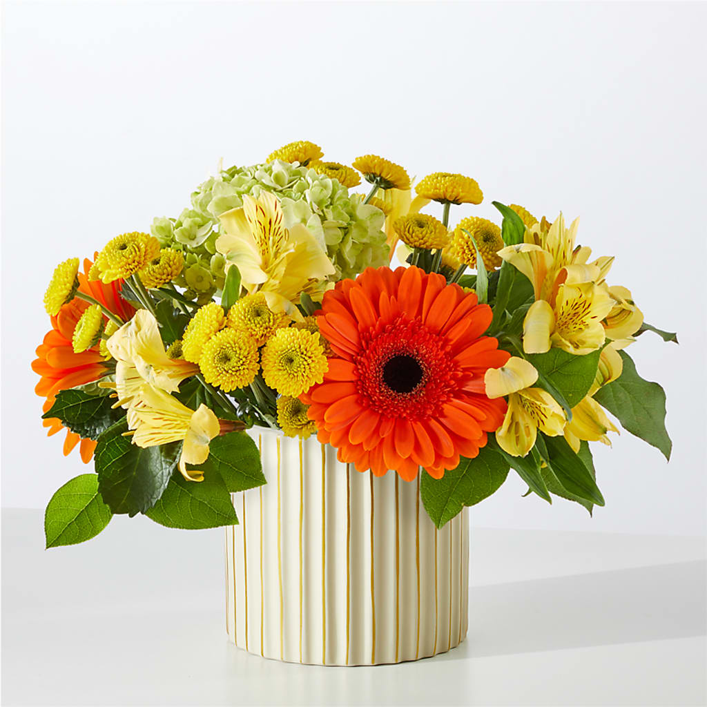 Autumn Sunshine Bouquet with Ivory Vase – L & M FLOWER SHOP, Canonsburg PA